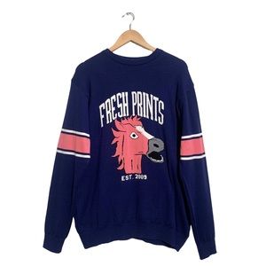 Fresh Prints Exclusive Rare Horse Crewneck Knit Sweater Pullover Collegiate Larg